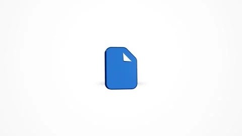 3D Document File Page Icon Animated Loop on White Background 4K Stock Footage 347650869