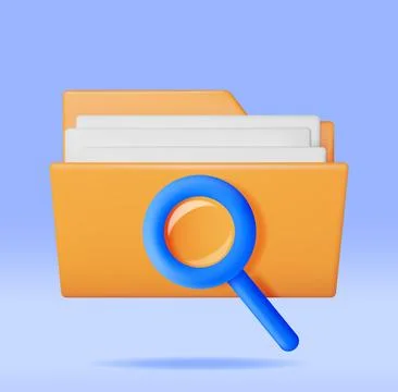 3D Document Folder with Magnifying Glass 库存插图