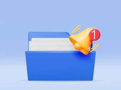 3D Document Folder with Notification Bell Illustrazione stock