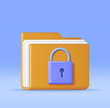 3D Document Folder with Padlock Illustrazione stock