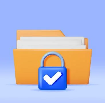 3D Document Folder with Padlock 스톡 일러스트