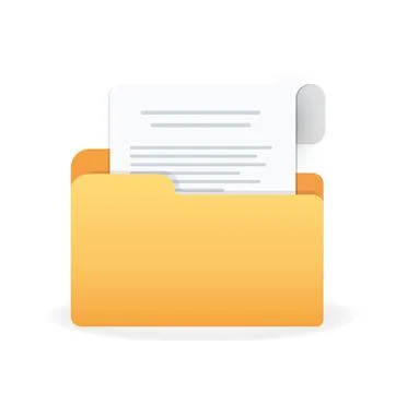 3d document folder paper files technology archive object with 3d icon Stock Illustration