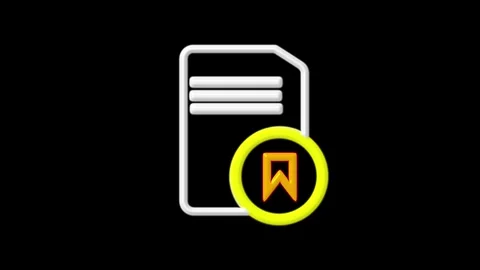 3D Document Icon with Bookmark Symbol and Yellow Circle save favorite animate Stock Footage 334122612