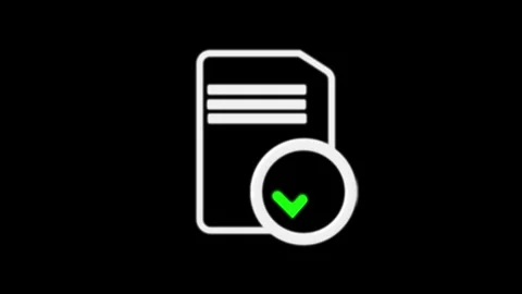 3D Document Icon with Check Mark Symbol and Green Circle approved animated Stock Footage 334122616