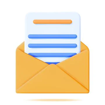 3D Document Sheet in Yellow Envelope Isolated イラスト素材