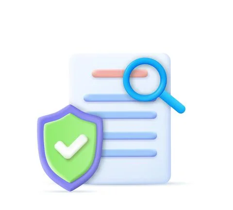 3d Document shield check mark Stock Illustration