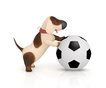 3d dog with a ball. Illustrazione stock