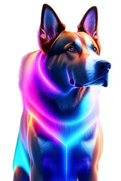 3D Dog Colorful body while starring. 3D Illustration Stock Illustration