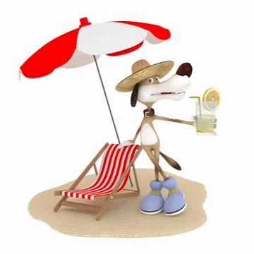 The 3d dog has a rest. Stock Illustration