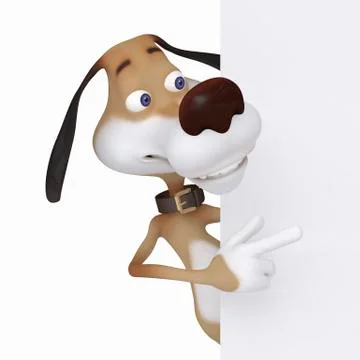 3d dog with the poster. Stock Illustration