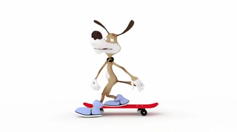 3d dog on a skateboard. Stock Footage 33529990