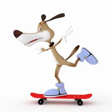 3d dog on a skateboard. Stock Illustration