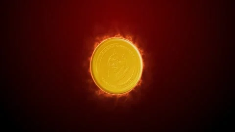 3d dogecoin cryptocurrency rotating effect with fire illustration Stock Footage 273988785