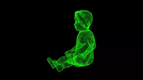 3D Doll rotates on black background. Business advertising backdrop. For title Video stock 247333081