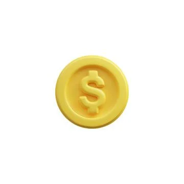 3D dollar coin vector icon, render money cash, golden coin currency, financial Stock Illustration