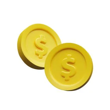 3d dollar coins. Stock Illustration