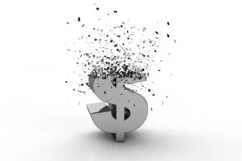 3d dollar currency symbol exploding Illustrazione stock