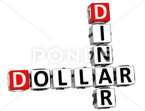 3d dollar dinar crossword Stock Illustration