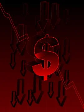 3d dollar falling Stock Illustration