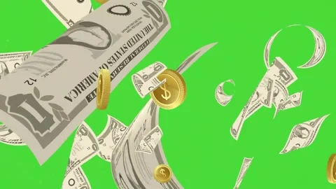 3d dollar money transition pack in green screen chroma key. Stock Footage 276982181