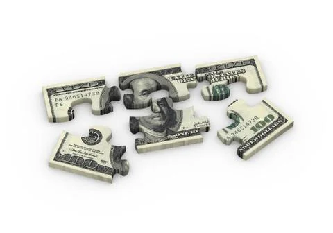 3d dollar puzzle pieces Stock Illustration