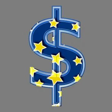 3d dollar sign with star pattern Stock Illustration