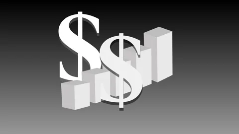 3D dollar signs with bar chart on gradient background animation Stock Footage 335113755
