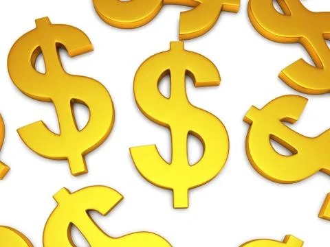 3D Dollar signs on white Stock Illustration