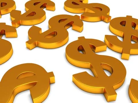 3D Dollar signs on white Stock Illustration