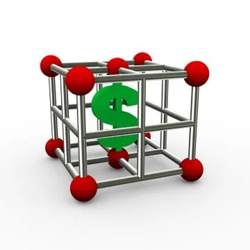 3d dollar symbol in abstract cube Stock Illustration