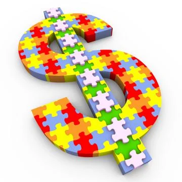 3d dollar symbol puzzle Stock Illustration