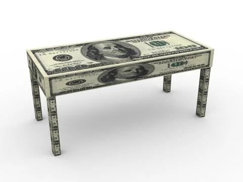 3d dollar table Stock Illustration