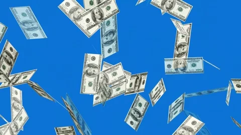 3d dollars bills exploding to down failing animation on transparent background Stock Footage 316720327