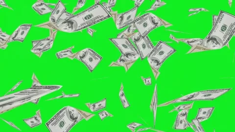 3d dollars bills exploding to down failing animation on transparent background Stock Footage 316720330