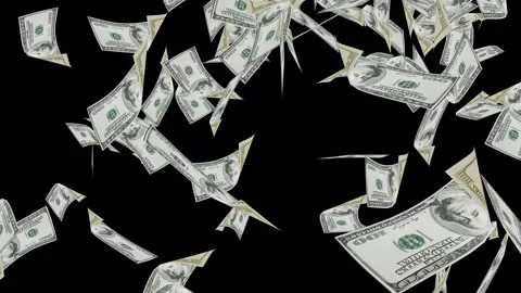 3d dollars bills exploding to down failing animation on transparent background Stock Footage 316720398