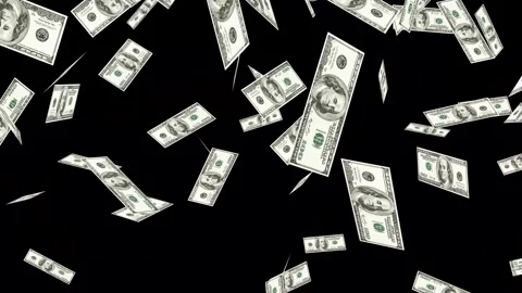 3d dollars bills exploding to down failing animation on transparent background Stock Footage 316720635