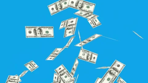 3d dollars bills exploding to down failing animation on transparent background Stock Footage 316720721