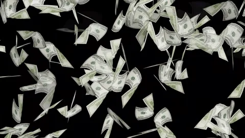 3d dollars bills exploding to down failing animation on transparent background Stock Footage 316720723