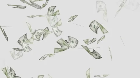3d dollars bills exploding to down failing animation on transparent background Stock Footage 316720747