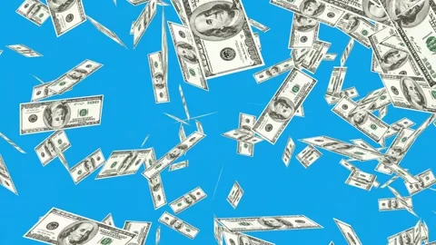 3d dollars bills exploding to down failing animation on transparent background Stock Footage 316720749