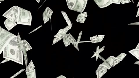 3d dollars bills exploding to down failing animation on transparent background Stock Footage 316720779