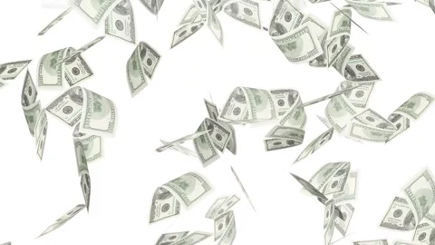 3d dollars bills exploding to down failing animation on transparent background Stock Footage 316720792