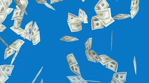 3d dollars bills exploding to down failing animation on transparent background Stock Footage 316720815