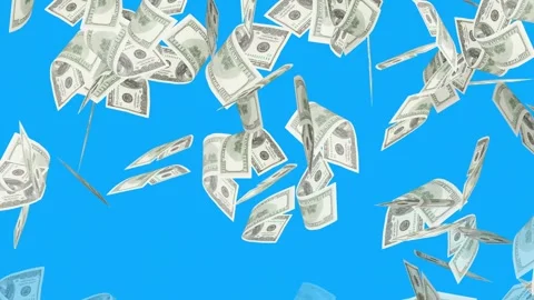 3d dollars bills exploding to down failing animation on transparent background Stock Footage 316720851