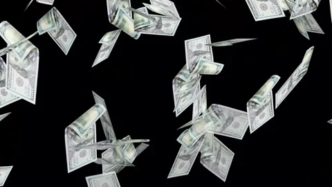 3d dollars bills exploding to down failing animation on transparent background Stock Footage 316720878