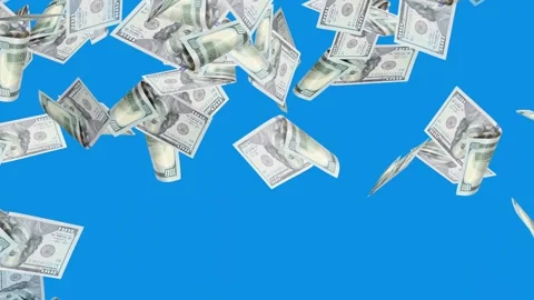 3d dollars bills exploding to down failing animation on transparent background Stock Footage 316720908