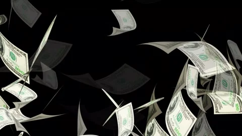 3d dollars bills exploding to down failing animation on transparent background Stock Footage 316720982