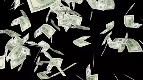 3d dollars bills exploding to down failing animation on transparent background Stock Footage 316721000