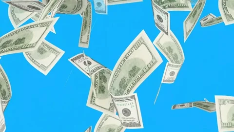 3d dollars bills exploding to down failing animation on transparent background Stock Footage 316721035