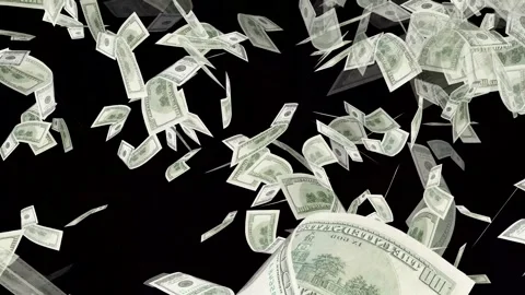 3d dollars bills exploding to down failing animation on transparent background Stock Footage 316721038